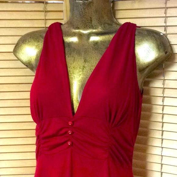π Sleeveless Bright Red Tank Top Midi Dress - Picture 2 of 5
